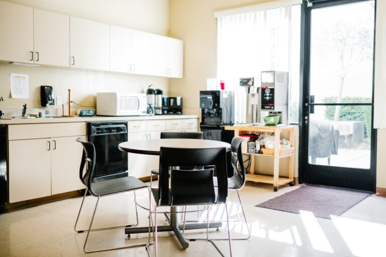 A clean and well-maintained office breakroom thanks to commercial cleaning services.